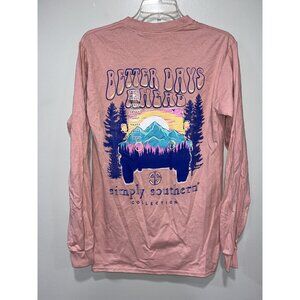 Simply Southern Collection Long Sleeve "Better‎ Days Ahead" T-Shirt Pink, Small